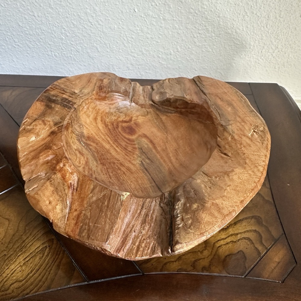 Hand Carved Wood Burl Bowl 10.5" Live Edge Rustic Natural‎ Driftwood Centerpiece